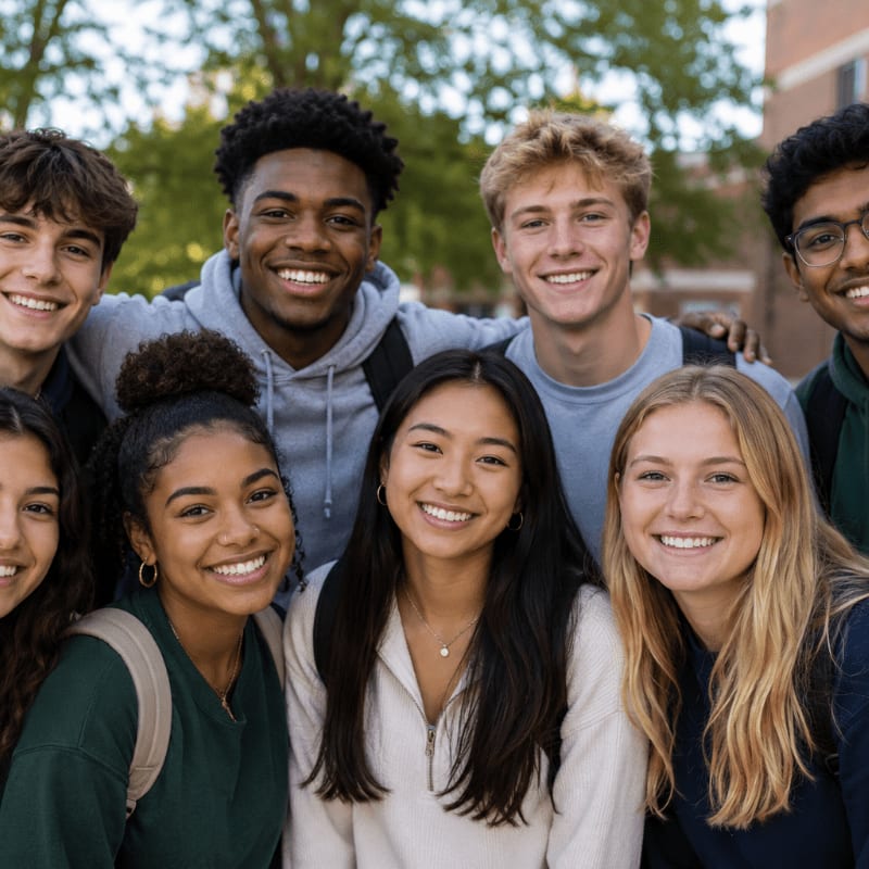 Diverse group of high school seniors